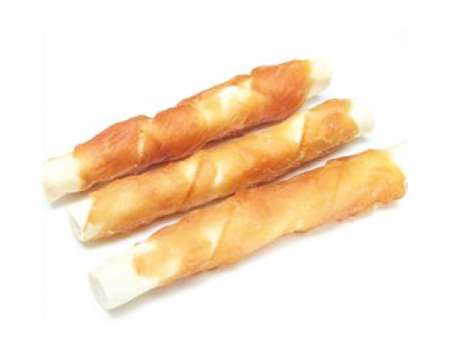 CD-32A CHICKEN & RAWHIDE STICK WRAPPED TWISTED (12CM)